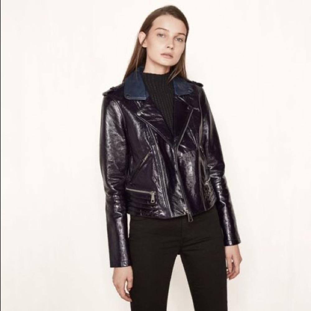 Maje Patent Leather moto Jacket
